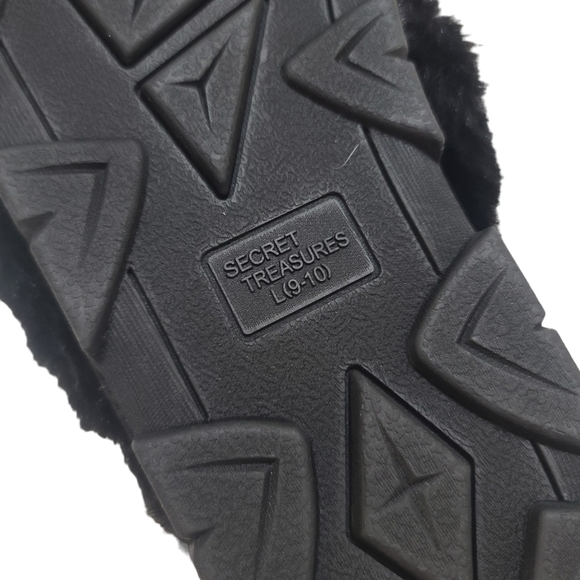 Secret Treasures Women's Black Faux Fur Slip On Slipper Shoes Size 9-10 (NWOT) - Picture 9 of 9